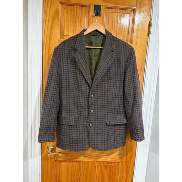 Vintage GAP Wool Plaid Blazer Academia Windowpane Jacket M